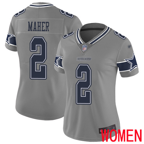Women Dallas Cowboys Limited Gray Brett Maher #2 Inverted Legend NFL Jersey